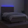 Box spring bed with mattress and LED lights taupe gray fabric 140x200 cm by , Beds and slatted bases - Ref: Foro24-3135201, P...