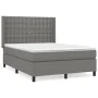 Box spring bed with dark gray fabric mattress 140x190 cm by , Beds and slatted bases - Ref: Foro24-3131746, Price: 562,77 €, ...