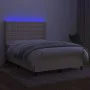 Box spring bed mattress and LED lights cream fabric 140x200 cm by , Beds and slatted bases - Ref: Foro24-3138642, Price: 536,...