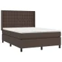 Box spring bed with mattress and LED brown synthetic leather 140x200 cm by , Beds and slatted bases - Ref: Foro24-3139388, Pr...