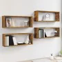 Cubic wall shelves 4 pcs smoked oak wood 60x15x23cm by , Shelves and shelves - Ref: Foro24-815925, Price: 47,15 €, Discount: %