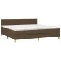 Box spring bed with LED mattress dark brown fabric 200x200 cm by , Beds and slatted bases - Ref: Foro24-3133824, Price: 602,3...