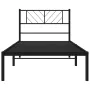 Bed frame with black metal headboard 107x203 cm by , Beds and slatted bases - Ref: Foro24-372175, Price: 63,27 €, Discount: %