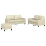 Cream synthetic leather 3-piece sofa set with cushions by , Sofas - Ref: Foro24-3201414, Price: 515,79 €, Discount: %