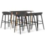 High table and bar stools 7 pieces black and gray by , Furniture sets for kitchens and dining rooms - Ref: Foro24-3057481, Pr...