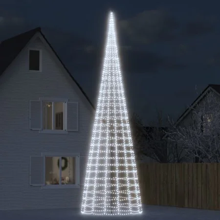 Christmas tree on flagpole 3000 cold white LEDs 800 cm by , Christmas lights - Ref: Foro24-358121, Price: 161,22 €, Discount: %