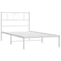 Metal bed frame with white headboard 90x200 cm by , Beds and slatted bases - Ref: Foro24-355505, Price: 69,96 €, Discount: %