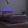 Box spring bed with mattress and LED pink velvet 90x190 cm by , Beds and slatted bases - Ref: Foro24-3134320, Price: 314,38 €...