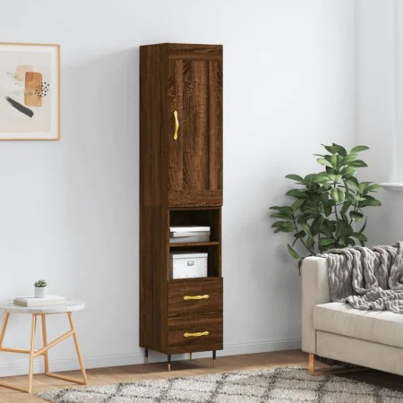 Tall brown oak plywood sideboard 34.5x34x180 cm by , Sideboards - Ref: Foro24-3200248, Price: 101,77 €, Discount: %