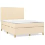 Box spring bed with cream fabric mattress 140x190 cm by , Beds and slatted bases - Ref: Foro24-3142174, Price: 525,87 €, Disc...