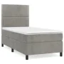 Box spring bed with light gray velvet mattress 90x190 cm by , Beds and slatted bases - Ref: Foro24-3142941, Price: 342,28 €, ...