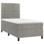 Cama box spring con colchón terciopelo gris claro 90x190 cm de , Camas y somieres - Ref: Foro24-3142941, Precio: 342,28 €, De...