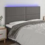 Headboard with LED lights gray synthetic leather 160x5x118/128 cm by , Headboards and footboards - Ref: Foro24-3122384, Price...