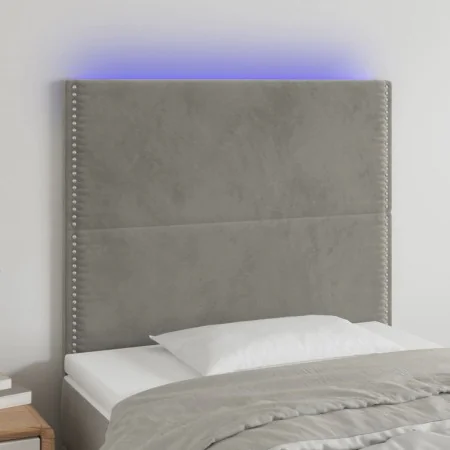 Headboard with LED lights light gray velvet 90x5x118/128 cm by , Headboards and footboards - Ref: Foro24-3122320, Price: 77,0...