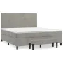 Box spring bed with light gray velvet mattress 180x200 cm by , Beds and slatted bases - Ref: Foro24-3137737, Price: 650,86 €,...