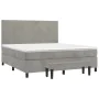 Box spring bed with light gray velvet mattress 180x200 cm by , Beds and slatted bases - Ref: Foro24-3137737, Price: 650,86 €,...