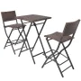 Folding garden table and chairs 3 pcs steel poly rattan brown by vidaXL, Garden sets - Ref: Foro24-42871, Price: 155,62 €, Di...