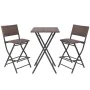 Folding garden table and chairs 3 pcs steel poly rattan brown by vidaXL, Garden sets - Ref: Foro24-42871, Price: 155,62 €, Di...