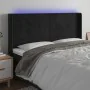 Cabecero con LED de terciopelo negro 183x16x118/128 cm de , Cabeceros y pies de cama - Ref: Foro24-3124250, Precio: 149,73 €,...