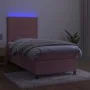 Box spring bed with mattress and LED pink velvet 100x200 cm by , Beds and slatted bases - Ref: Foro24-3136172, Price: 353,39 ...