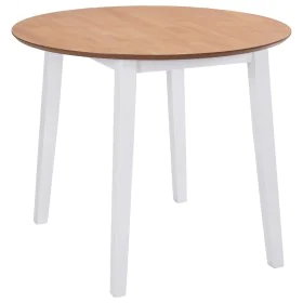 Round white MDF drop-leaf table by vidaXL, Kitchen and dining tables - Ref: Foro24-245370, Price: 138,19 €, Discount: %