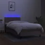 Boxspringbett mit Matratze und LED-Leuchten taupegrauer Stoff 90x200 cm von , Betten und Lattenroste - Ref: Foro24-3133129, P...