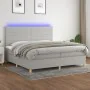 Box spring bed with fabric mattress and light gray LED 200x200 cm by , Beds and slatted bases - Ref: Foro24-3135541, Price: 6...