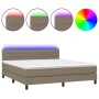 Boxspringbett mit Matratze und LED-Leuchten taupegrauer Stoff 180x200 cm von , Betten und Lattenroste - Ref: Foro24-3133257, ...