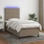 Boxspringbett mit Matratze und LED-Leuchten taupegrauer Stoff 90x200 cm von , Betten und Lattenroste - Ref: Foro24-3134929, P...