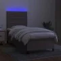 Boxspringbett mit Matratze und LED-Leuchten taupegrauer Stoff 90x200 cm von , Betten und Lattenroste - Ref: Foro24-3134929, P...