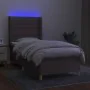 Boxspringbett mit Matratze und LED-Leuchten taupegrauer Stoff 90x200 cm von , Betten und Lattenroste - Ref: Foro24-3138929, P...