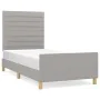 Light gray fabric bed frame with headboard 100x200 cm by , Beds and slatted bases - Ref: Foro24-3125114, Price: 155,21 €, Dis...