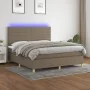 Boxspringbett mit Matratze und LED-Leuchten taupegrauer Stoff 180x200 cm von , Betten und Lattenroste - Ref: Foro24-3135537, ...