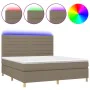 Boxspringbett mit Matratze und LED-Leuchten taupegrauer Stoff 180x200 cm von , Betten und Lattenroste - Ref: Foro24-3135537, ...