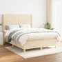 Cama box spring con colchón tela color crema 140x190 cm de , Camas y somieres - Ref: Foro24-3132070, Precio: 533,76 €, Descue...