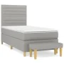 Box spring bed with light gray fabric mattress 90x200 cm by , Beds and slatted bases - Ref: Foro24-3137205, Price: 374,46 €, ...