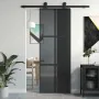 Tempered glass and black aluminum sliding door 76x205 cm by , Doors for the home - Ref: Foro24-155213, Price: 191,40 €, Disco...