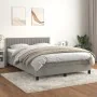 Box spring bed with light gray velvet mattress 140x200 cm by , Beds and slatted bases - Ref: Foro24-3141425, Price: 433,97 €,...