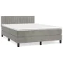 Box spring bed with light gray velvet mattress 140x200 cm by , Beds and slatted bases - Ref: Foro24-3141425, Price: 433,97 €,...