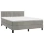 Box spring bed with light gray velvet mattress 140x200 cm by , Beds and slatted bases - Ref: Foro24-3141425, Price: 433,97 €,...