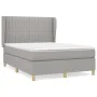 Box spring bed with light gray fabric mattress 140x190 cm by , Beds and slatted bases - Ref: Foro24-3128677, Price: 558,49 €,...