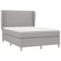 Box spring bed with light gray fabric mattress 140x190 cm by , Beds and slatted bases - Ref: Foro24-3128677, Price: 558,49 €,...