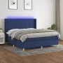 Box spring bed mattress and LED lights blue fabric 160x200 cm by , Beds and slatted bases - Ref: Foro24-3139051, Price: 570,1...