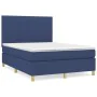 Cama box spring con colchón tela azul 140x190 cm de , Camas y somieres - Ref: Foro24-3142495, Precio: 528,61 €, Descuento: %