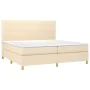 Cama box spring colchón y luces LED tela crema 200x200 cm de , Camas y somieres - Ref: Foro24-3135626, Precio: 709,62 €, Desc...