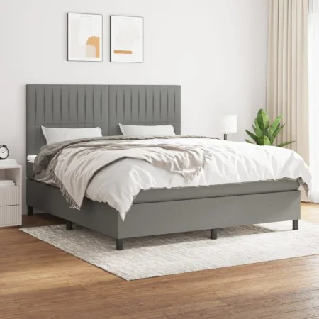 Box spring bed with dark gray fabric mattress 160x200 cm by , Beds and slatted bases - Ref: Foro24-3141946, Price: 551,13 €, ...