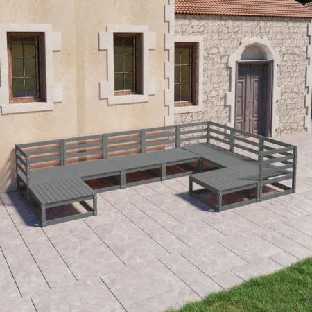 Garden furniture 9 pieces gray solid pine wood by , Garden sets - Ref: Foro24-3075756, Price: 469,47 €, Discount: %