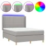 Cama box spring colchón y luces LED tela gris claro 140x200 cm de , Camas y somieres - Ref: Foro24-3139037, Precio: 531,12 €,...