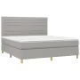 Box spring bed with light gray fabric mattress 160x200 cm by , Beds and slatted bases - Ref: Foro24-3142425, Price: 574,37 €,...