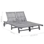 Garden lounger for 2 people and solid acacia wood cushions by , Loungers - Ref: Foro24-3061398, Price: 367,34 €, Discount: %